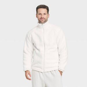 NEW Men's High Pile Cozy Fleece Full Zip Sweatshirt - All In Motion™ Beige XXL